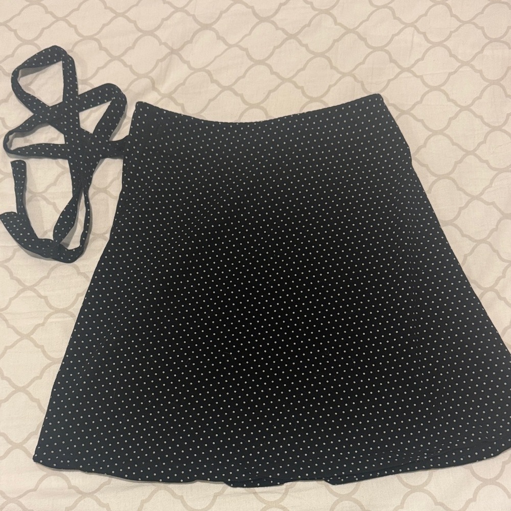 Brandy Melville Black and White Polka Dot A-Line Skirt